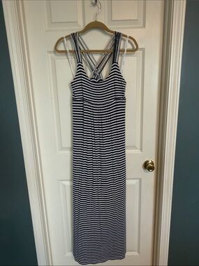 Calvin Klein Navy and White Striped Tank Dress